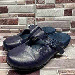 Vionic Orthaheel Sz7 Rest 474Joan Blue Leather Mary Jane Mule Clog